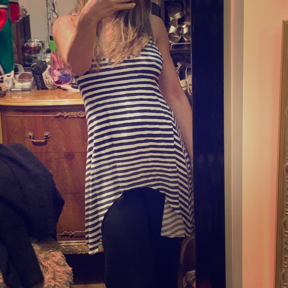 Lacoste asymmetrical striped tank